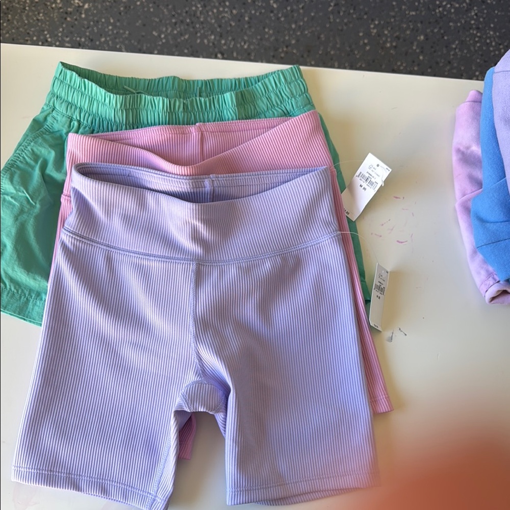 Kids Colorful Ribbed Shorts Set